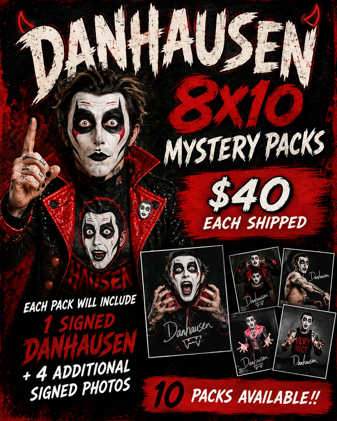 Danhausen 5 photo autographed mystery pack