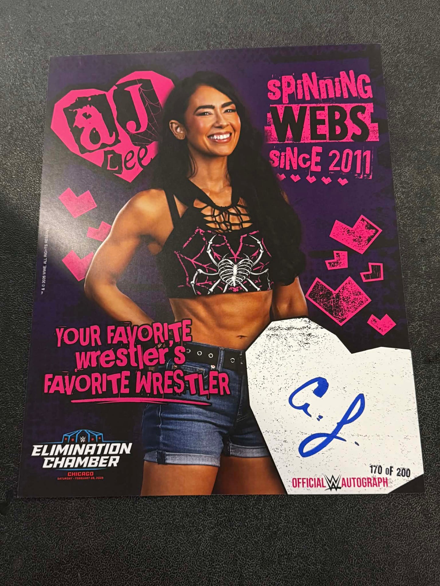 A.J. Lee Official WWE 11x14 Autograph from Elimination Chamber Limited to 200