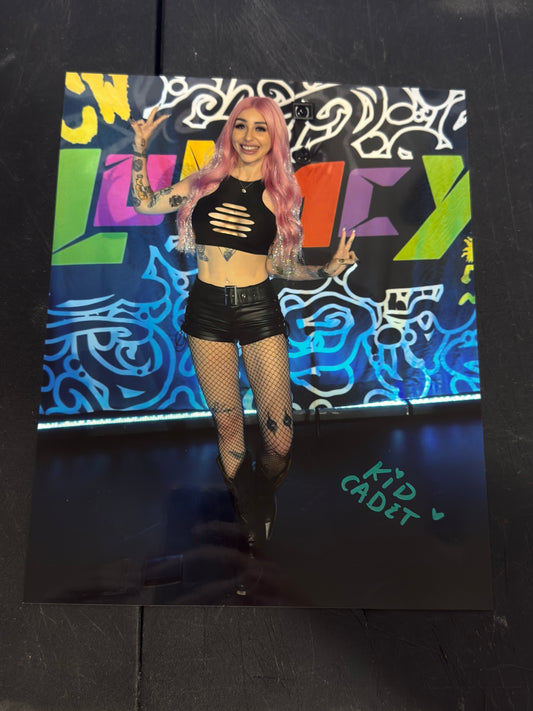 JCW Lunacy Ring Announcer, Singer, Professional Journalist Kid Cadet 8x10 Autographed Photo