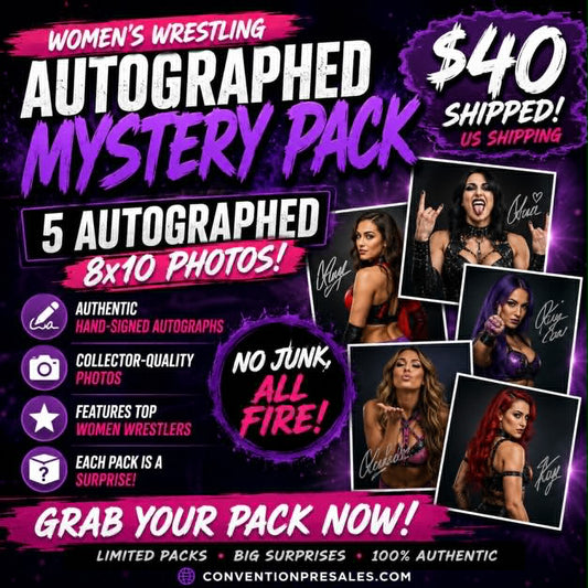 5 Photo Womens Autographed Wrestling Mystery Pack